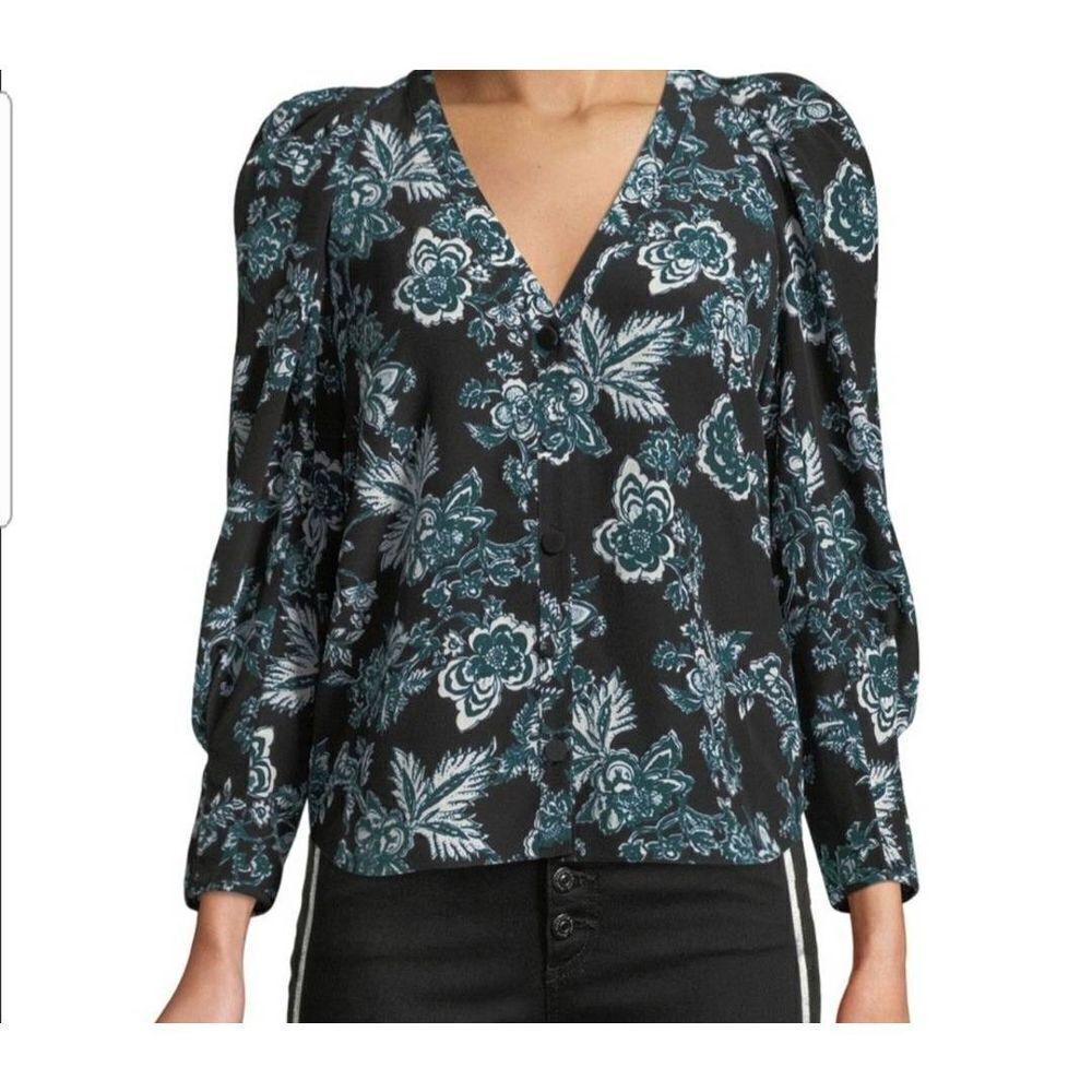 Veronica Beard Isa Floral Button Front Silk Blouse sz 0